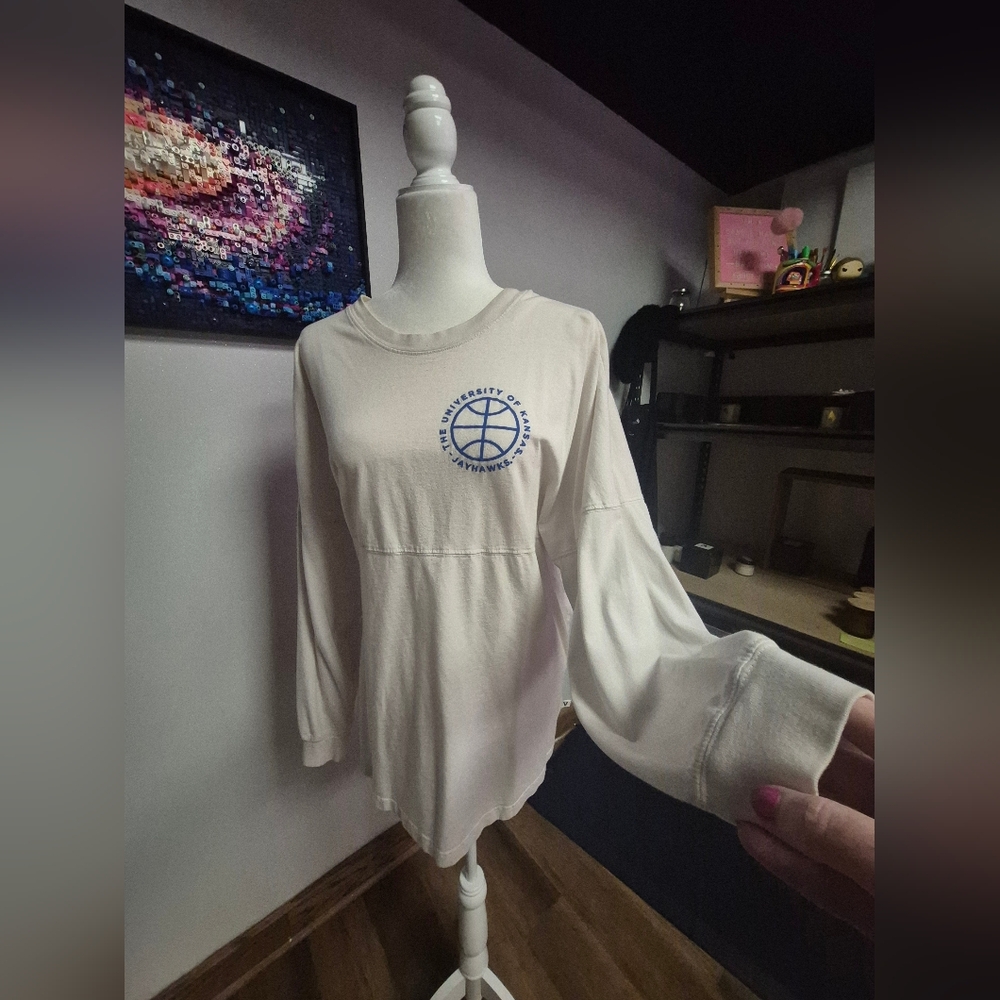 White Long Sleeve KU Jayhawks Shirt